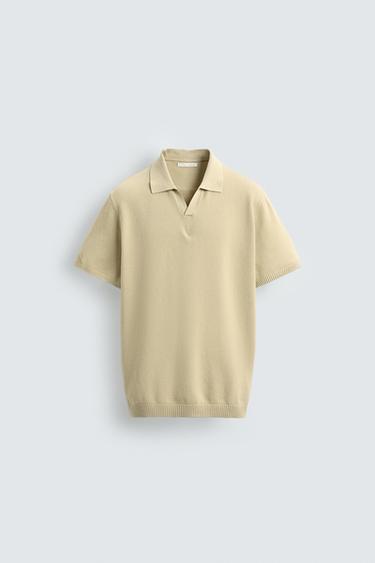 TEXTURED KNIT POLO SHIRT - Pastel yellow by Zara
