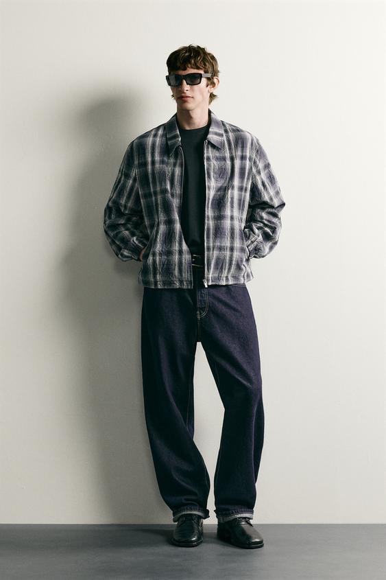 RELAXED FIT CHECK JACKET - Blue by Zara - Image 0