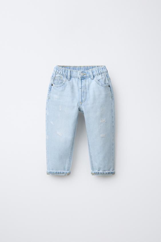 RIPPED LOW BAGGY JEANS - Light blue by Zara - Image 0