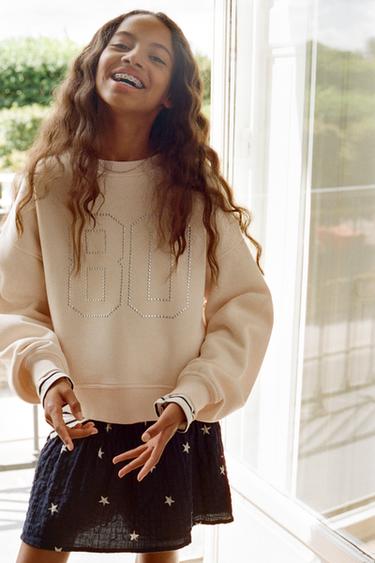 NUMBER STUD SWEATSHIRT - Ecru by Zara