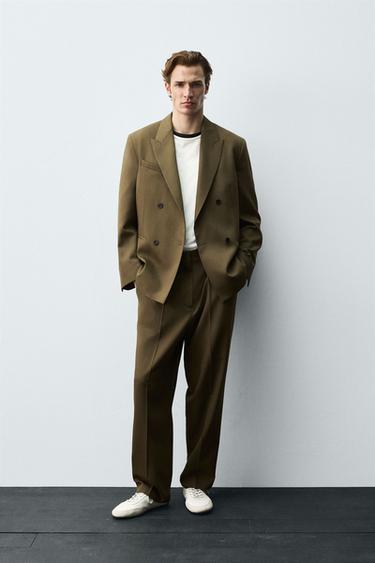LIMITED EDITION DOUBLE-BREASTED SUIT BLAZER - Dark olive by Zara - Image 0