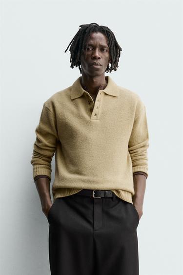 WOOL KNIT POLO SHIRT - Light green by Zara