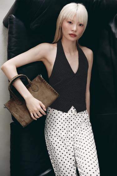 WOVEN LEATHER CITY BAG - Green by Zara