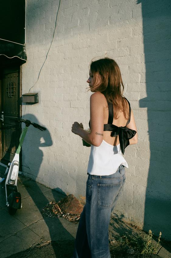 TOP WITH TIE-BACK DETAIL - White by Zara - Image 0