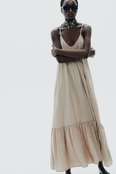 FLOWING MIDI DRESS - Stone by Zara