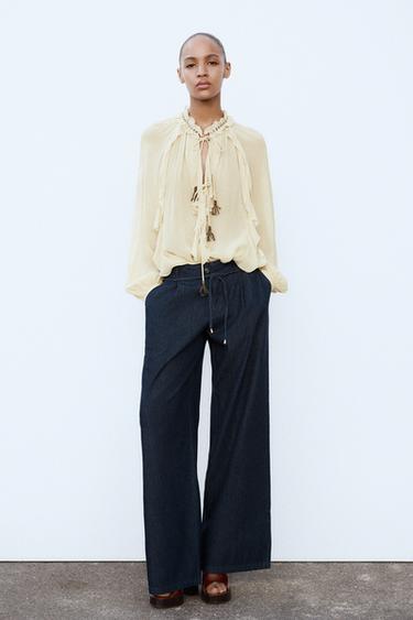 DARTED WIDE-LEG TROUSERS - Indigo by Zara - Image 0