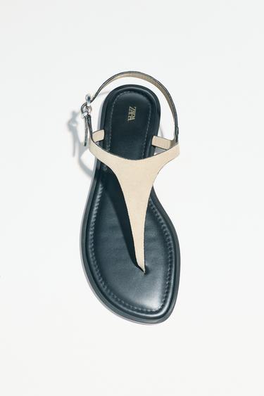 LEATHER BUCKLE-STRAP SANDALS - Sand Brown by Zara