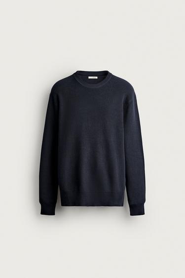 PURL KNIT REGULAR FIT JUMPER - Navy blue by Zara