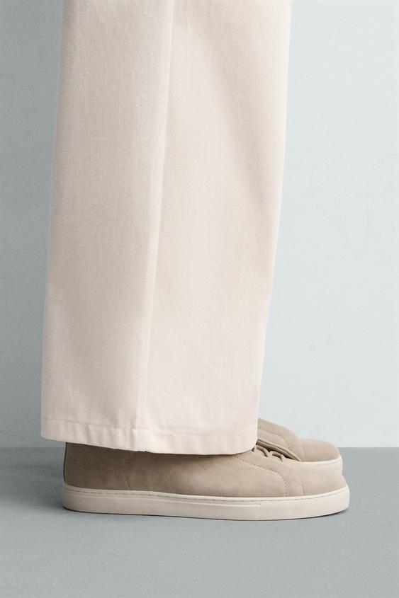 LEATHER TRAINERS - Sand Brown by Zara - Image 0