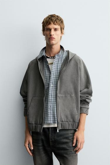 BOXY FIT HOODIE SWEATSHIRT - Dark anthracite by Zara