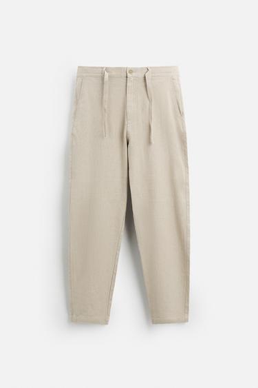 COTTON/LINEN TROUSERS - Light beige by Zara
