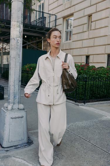 ADJUSTABLE WAIST JACKET WITH POCKETS - Ecru by Zara