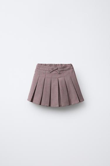 CHECK BERMUDA SKIRT - Burgundy by Zara