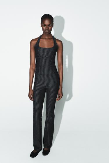 INTERLOCK HALTER TOP - Dark grey marl by Zara