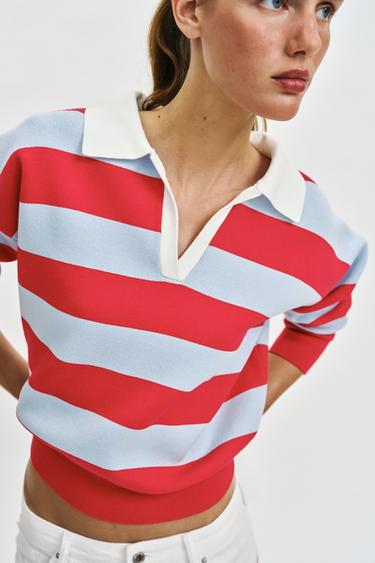 STRIPED POLO JUMPER - striped by Zara