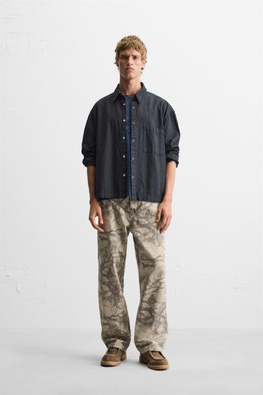 ABSTRACT PRINT CARPENTER TROUSERS - camel by Zara - Image 0