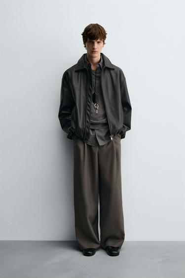 LEATHER EFFECT BOMBER JACKET - Black by Zara - Image 0
