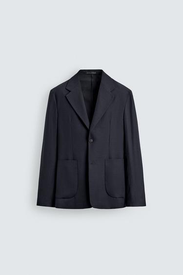 RELAXED FIT TEXTURED BLAZER - Navy blue by Zara