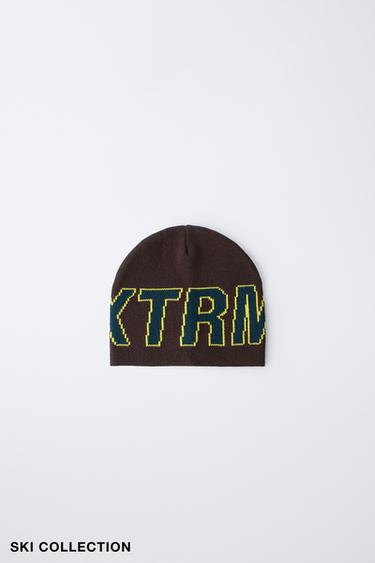 TEXT KNIT BEANIE SKI COLLECTION - Green by Zara