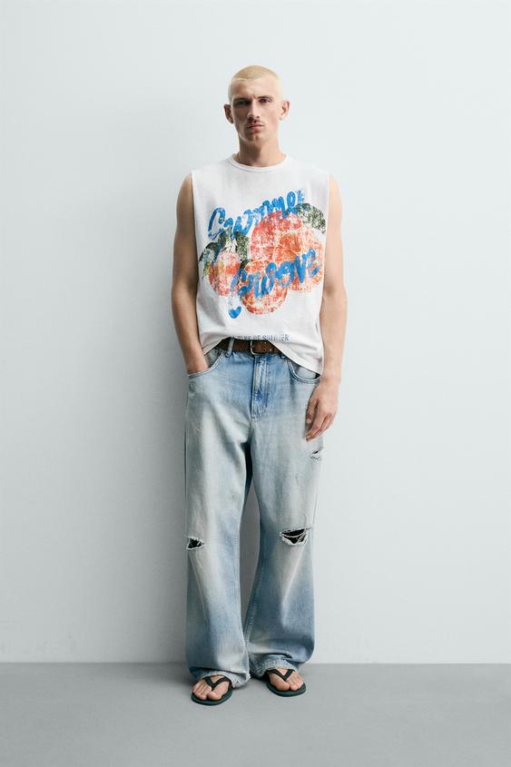 WASHED PRINT KNIT TANK TOP - White by Zara - Image 0