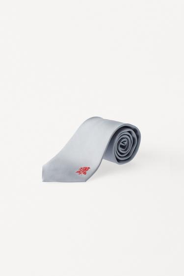 100% SILK EMBROIDERED TIE WILLY CHAVARRIA X ZARA - Sky blue by Zara