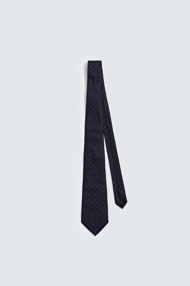 100% SILK JACQUARD TIE - Navy blue by Zara