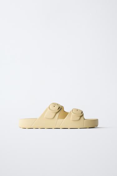 RUBBERISED BUCKLED SANDALS - Yellow by Zara
