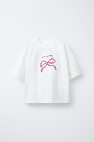 GINGHAM CHECK PATCH T-SHIRT - White by Zara