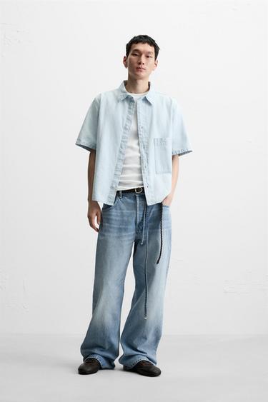 WASHED SHIRT WITH POCKET - Light blue by Zara - Image 0