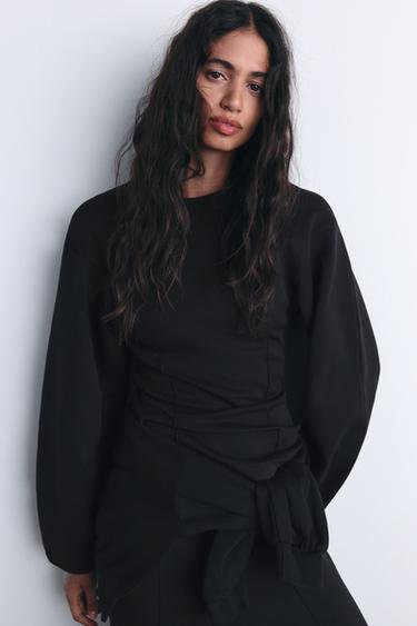 FITTED INTERLOCK SWEATSHIRT - Black by Zara