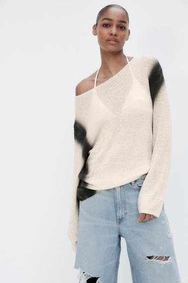 FADE PRINT KNIT SWEATER - Black / White by Zara