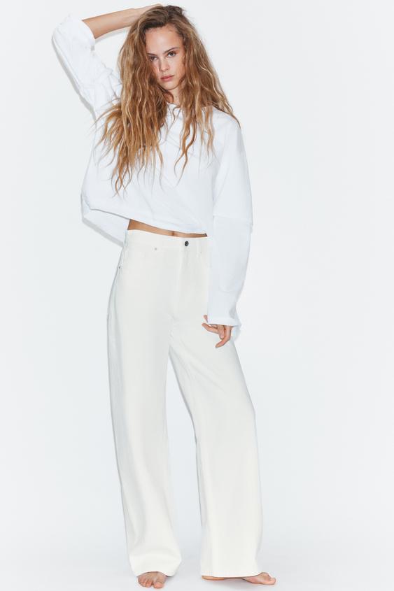 TRF EXTRA WIDE-LEG HIGH-WAIST JEANS - Oyster-white by Zara - Image 0