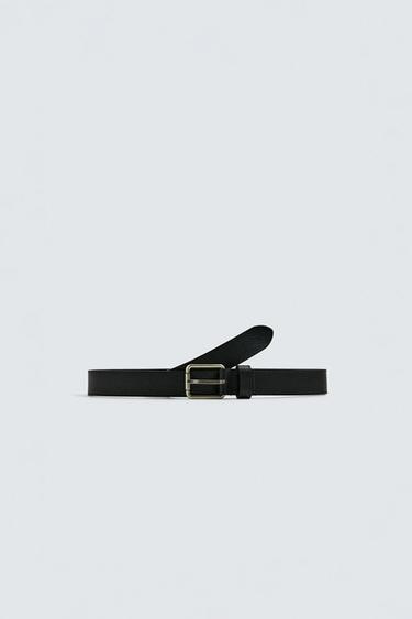 TOPSTITCHED LEATHER BELT - Black by Zara