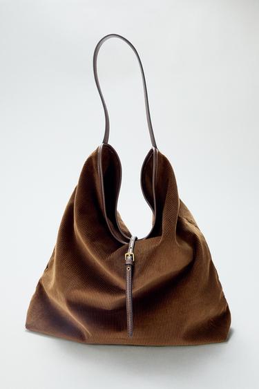 CORDUROY-EFFECT TOTE BAG - Brown by Zara