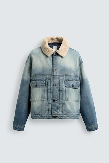 DENIM JACKET WITH PLEATS X SR_A - Mid-blue by Zara