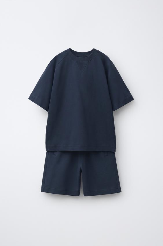 T-SHIRT AND BERMUDA SHORTS SET - Navy blue by Zara - Image 0