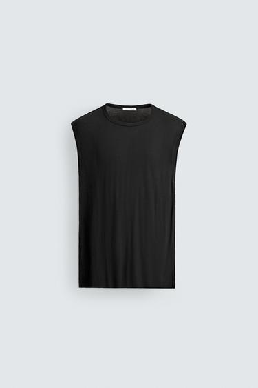 100% BAMBOO RELAXED FIT TANK TOP - Black by Zara