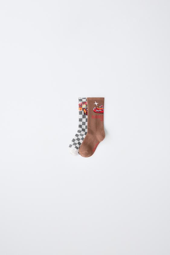 2-PACK OF CARS LIGHTNING MCQUEEN © DISNEY/PIXAR MID-CALF SOCKS - Brown by Zara - Image 0