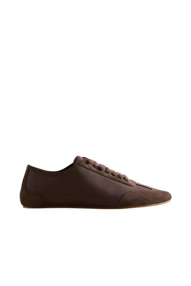 LEATHER SNEAKERS - Brown by Zara