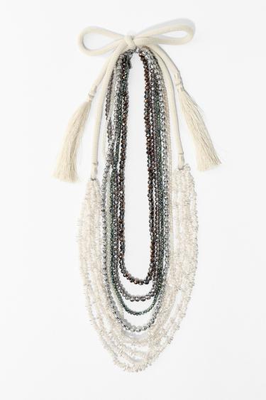PACK OF 2 BEADED FAUX PEARL NECKLACES - Pearl grey by Zara