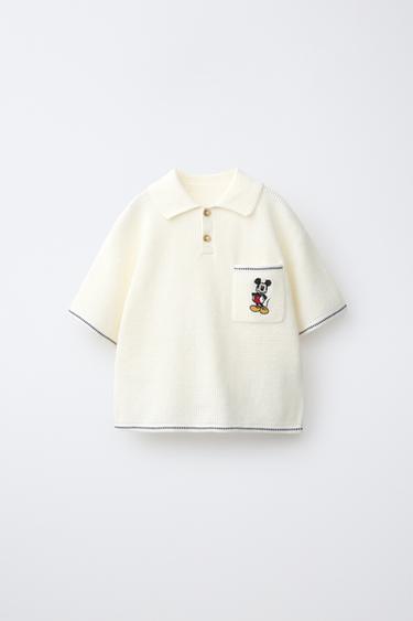 MICKEY MOUSE © DISNEY WAFFLE-KNIT POLO SHIRT - Ecru by Zara