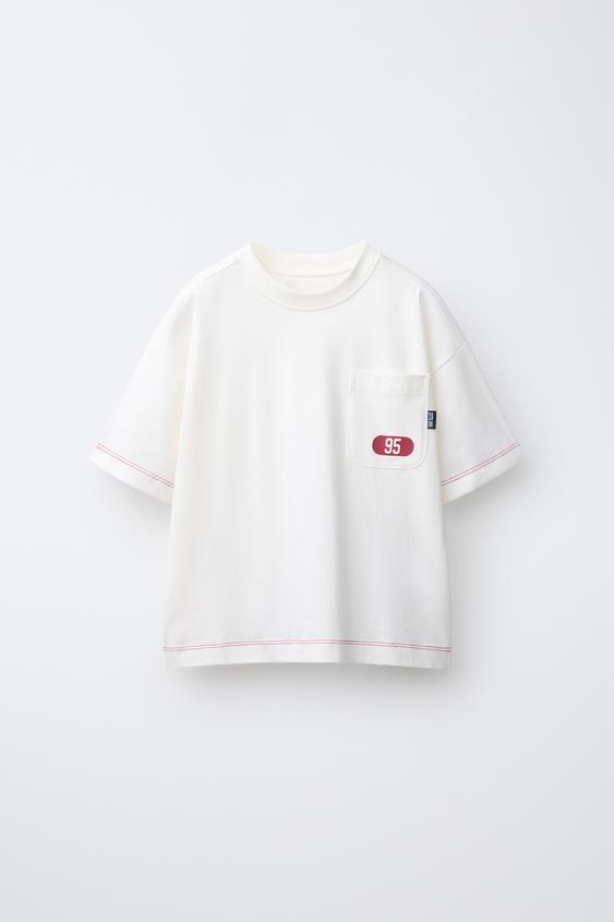 JOGGING T-SHIRT WITH POCKET - White by Zara - Image 0