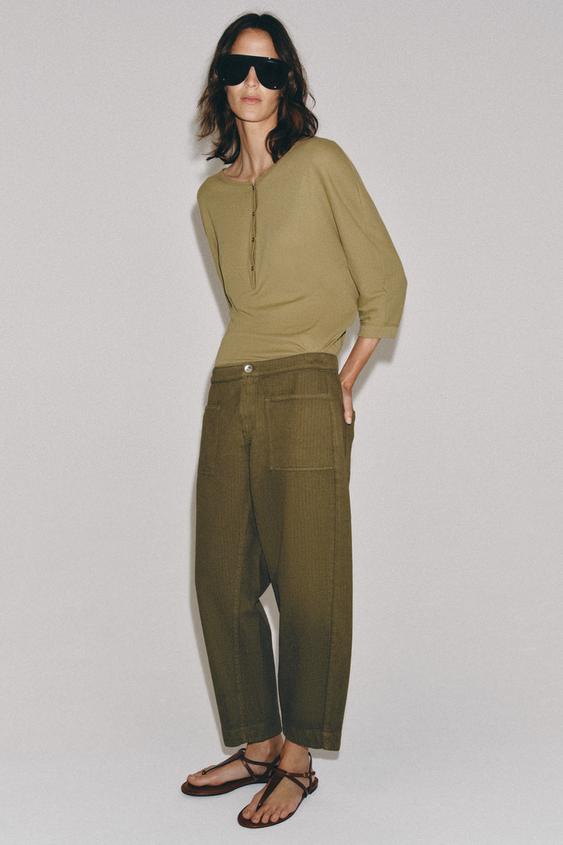 ZW COLLECTION BARREL TROUSERS - Khaki by Zara - Image 0