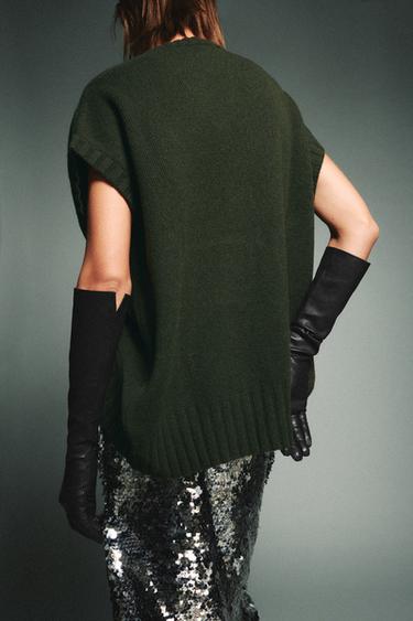 OVERSIZED WOOL WAISTCOAT WITH ASYMMETRIC HEM - Green by Zara