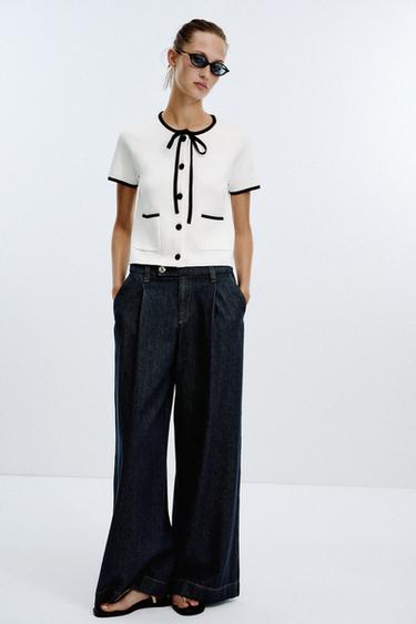 CARDIGAN WITH CONTRAST TRIMS - White by Zara - Image 0