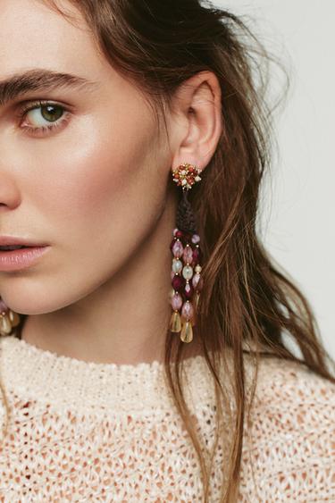 CROCHET BEAD EARRINGS - Multicoloured by Zara