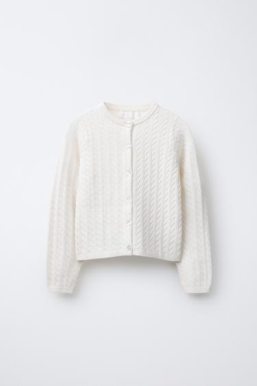 CABLE KNIT CARDIGAN - Ecru by Zara