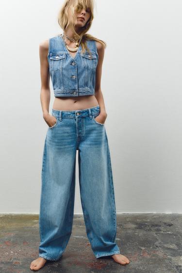 Z1975 CROPPED DENIM WAISTCOAT - Mid-blue by Zara - Image 0