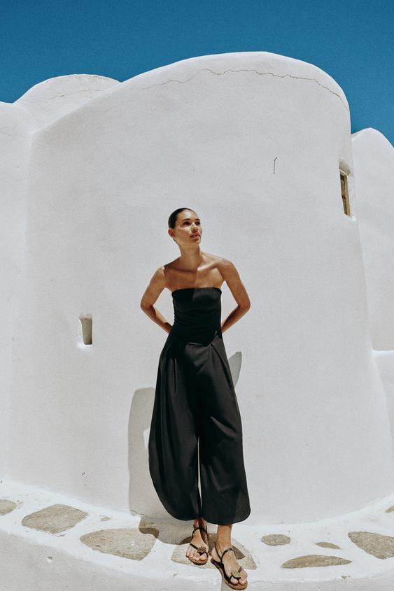 STRAIGHT NECKLINE MIDI JUMPSUIT - Black by Zara - Image 0