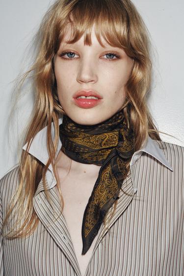 SATIN PRINTED BANDANA - Khaki by Zara - Image 0